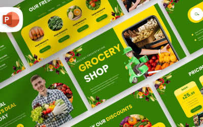 Decorative Grocery Shop 演示文稿 Template