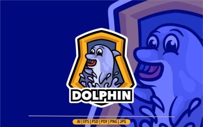 海豚吉祥物运动标志设计