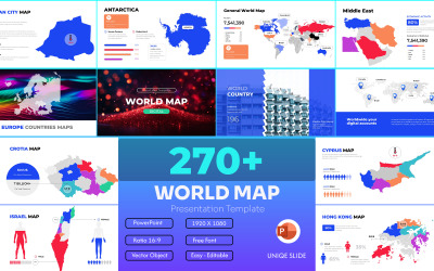 世界地图可编辑的PowerPoint模板