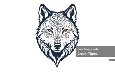 Fierce Wolf Head Vector - Black & White