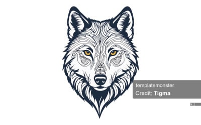 Fierce Wolf Head Vector - Black &amp;amp; White