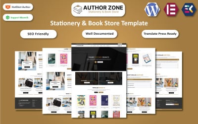 Author Zone - Papírnictví a knihkupectví WooCommerce Elementor Template
