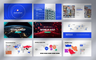 谷歌世界地图幻灯片模板