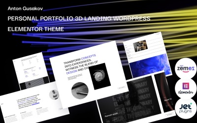 Антон Гусаков - Personal Portfolio 3D Landing Theme WordPress Elementor
