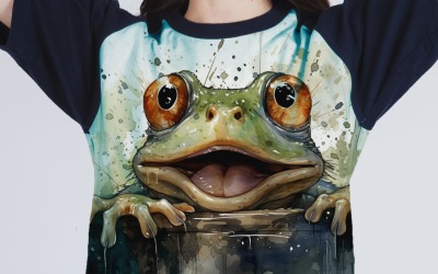 Frog funny Animal head peeking on white background 7