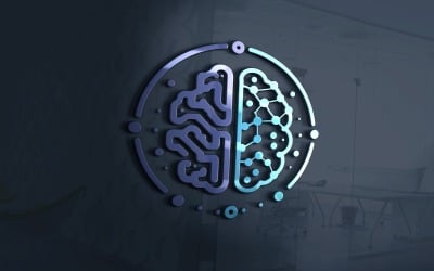 Modèle de logo Ai cerveau numérique vecteur