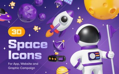 Spacey - Weltraum-3D-Icon-Set