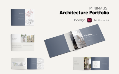 Modelo de portfólio minimalista | Folheto do portfólio de arquitetura do InDesign