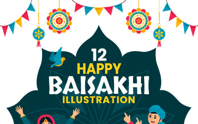 12 Illustrazione felice di Baisakhi