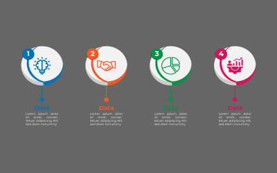 Diseño infográfico de 4 pasos vectoriales de estilo circular.