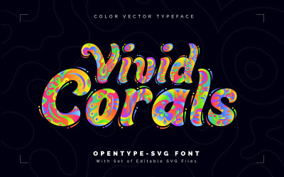 生动的珊瑚-颜色矢量字体