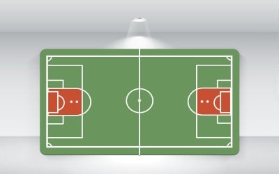 Vista superior de la plantilla de vectores de cancha de fútbol