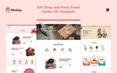 为礼品店和聚会活动设计的Adobe XD模型
