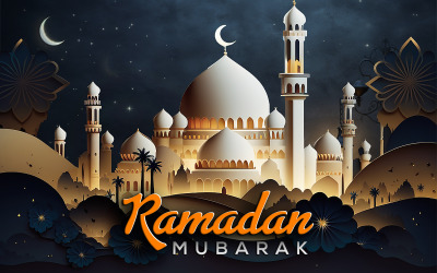 Ramadan Mubarak-Design | Luxus-Ramadan-Grußdesign | Bearbeitbare Ramadan-Einladung, Ramadan-Banner