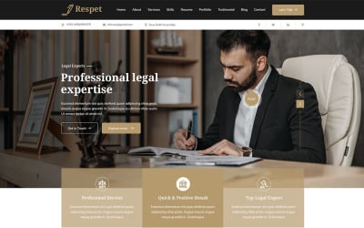 Respet - Modèle de portfolio personnel de droit et d&amp;#39;avocat.