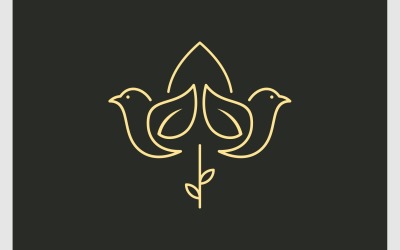 Blumen-Vogel-Linie-Kunst-einfaches Logo