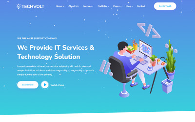 Techvolt - HTML5-адаптивный шаблон веб-сайта для ИТ-услуг и технологических решений