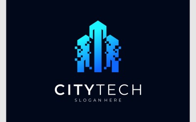 Stadtgebäude-Logo für digitale Technologie