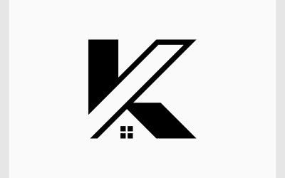 字母K屋顶上的房子标志