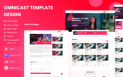 OmniCast – Podcast Website HTML Template for Audio &amp;amp; Video Players
