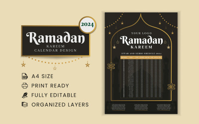 Conception du planificateur du calendrier du Ramadan 2024