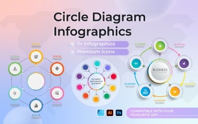 Infográficos de elementos de diagrama de círculo