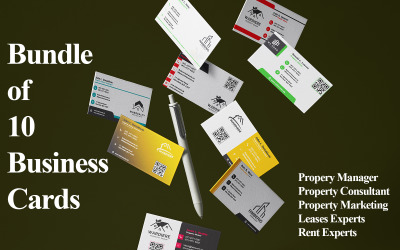 Pack of 10 Business Cards for Real Estate Companies - Visiting Card Template