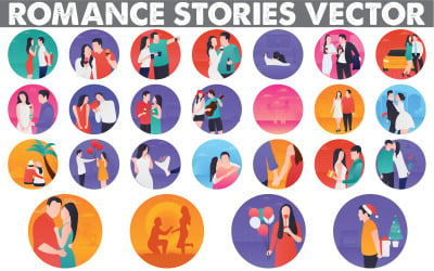 Collection Romance Stories Flat clipart Love, Romance, Relationship, Valentine&#039;s Day,