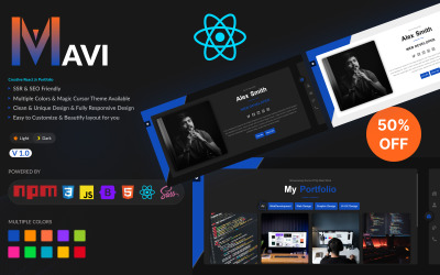 Mavi – персональний шаблон React Portfolio