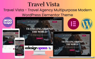 Travel Vista - Tema WordPress Elementor moderno multifuncional para 旅行社