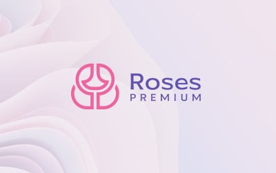 玫瑰轮廓标志设计模板