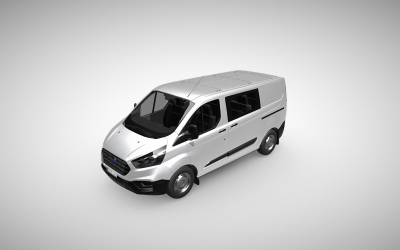 Modello 3D Premium Ford Transit Custom Double Cab-In-Van: perfetto per rendering professionali