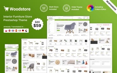 WoodStore - Tema PrestaShop responsivo para móveis e mega lojas