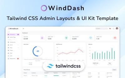 WindDash - modelo de layout de painel de administração CSS do Tailwind