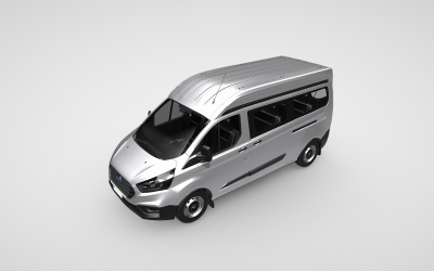 Ford Transit Custom Kombi H2 320 L2: Szczegółowy model 3D do profesjonalnej wizualizacji