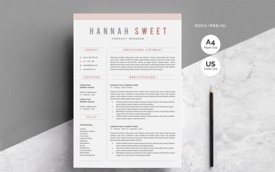 Hannah CV - Szablon CV Dwustronicowe CV