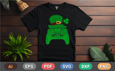帕特里克戴爱尔兰t恤，三叶草T恤，帕特里克爱尔兰帽，游戏控制器