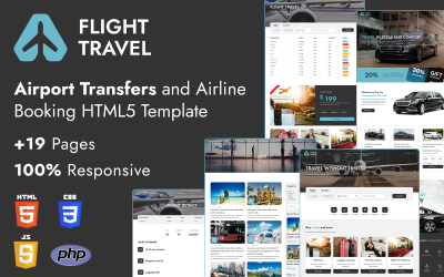 航班旅行-机场接送和航空公司预订HTML5网站模板