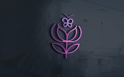 Einfacher Blumenladen mit Schmetterlings-Logo-Vorlage