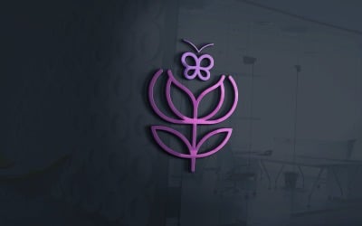 简单的花店与蝴蝶标志模板