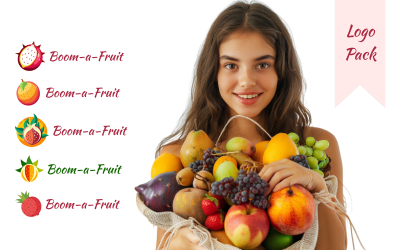Boom-a-Fruit — Minimalistický balíček loga obchodu s exotickým ovocem