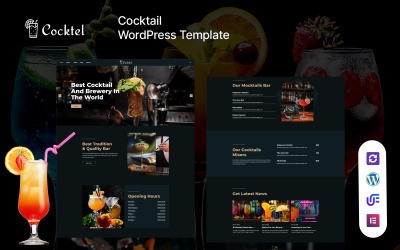 Cocktel - Cocktailbar och restaurang WordPress Elementor-tema