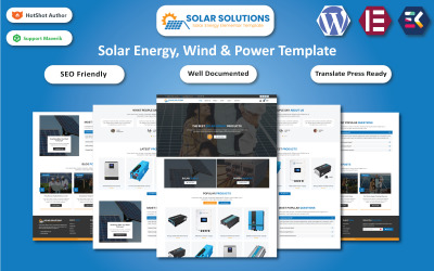 Soluzioni solari - Modello Elementor WooCommerce per energia solare, eolica ed elettrica