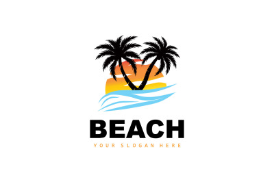 Logotipo da palmeira praia verão DesignV3