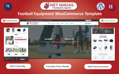 Net Ninjas - Plantilla WooCommerce Elementor de equipos deportivos de fútbol