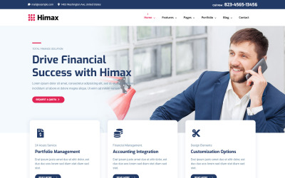 Modèle d&amp;#39;entreprise et de finance Himax Joomla