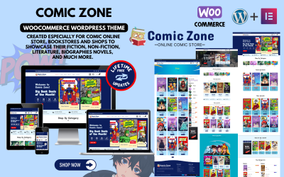 Comic Zone Woocommerce-thema voor stripwinkels, boekwinkels, nieuwsportaal Anime &amp;amp; Manga Stories