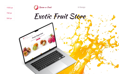 Plantilla de interfaz de usuario de tienda de frutas exóticas Boom-a-Fruit