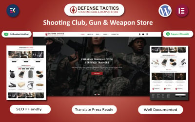 Tattiche di difesa: modello Elementor WordPress per club di tiro, negozio di armi e armi