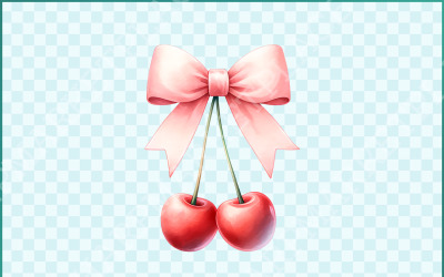 Cherry Bow PNG Trendi Coquette Valentin dizájn, rózsaszín szalag esztétikus csajos szublimáció, digitális